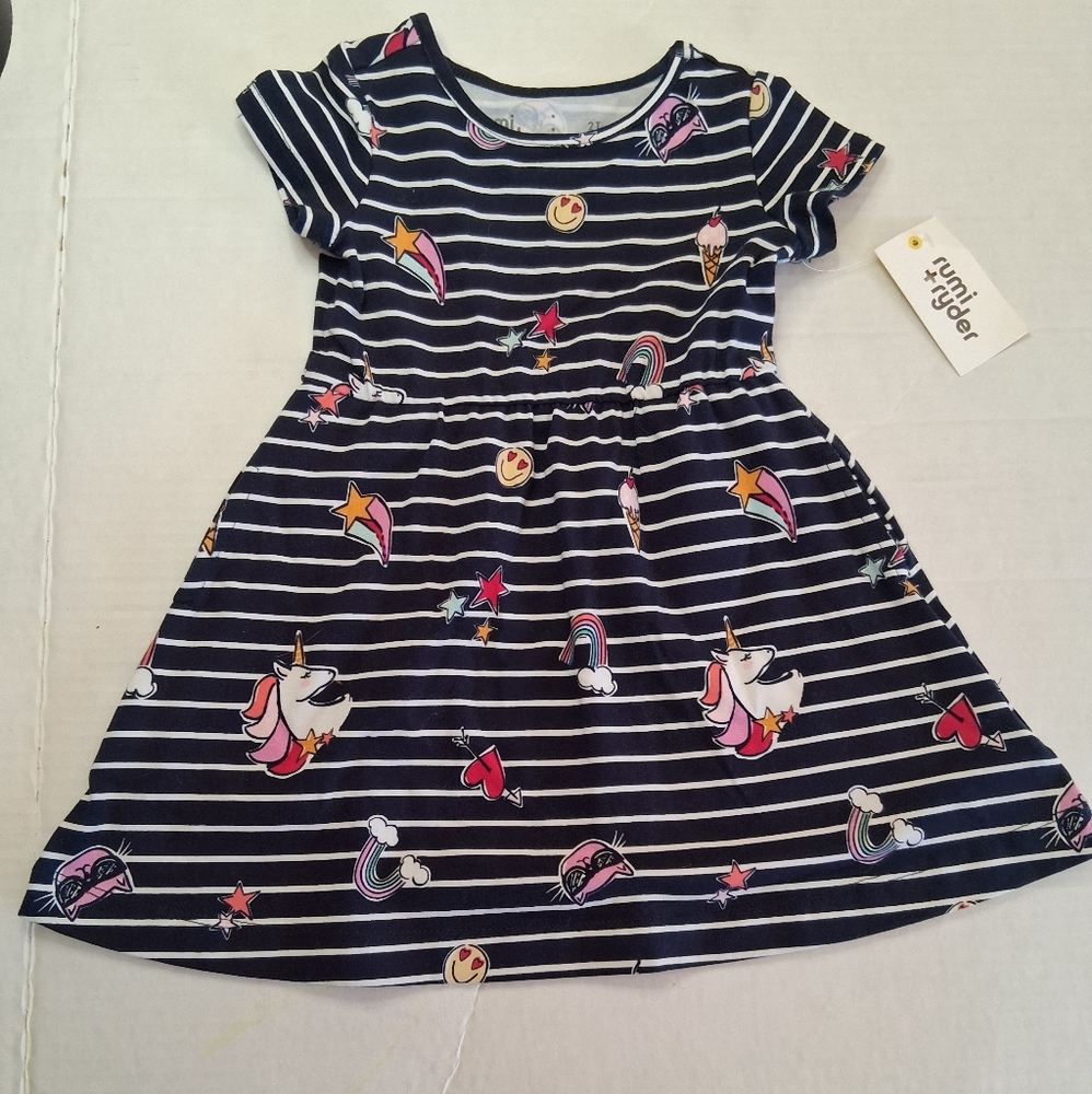 Rumi & Ryder 2t Navy Emoji Dress With Pockets